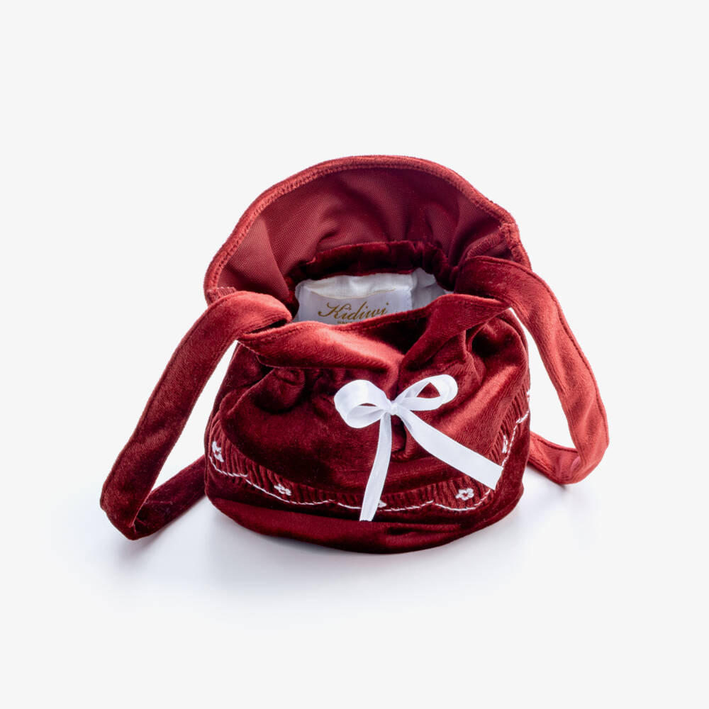 Kidiwi-Burgundy Red Velvet Shoulder Bag (18cm) | Childrensalon