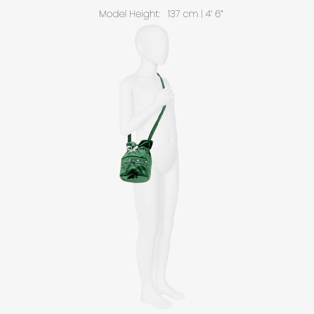 Kidiwi-Emerald Green Velvet Shoulder Bag (18cm) | Childrensalon