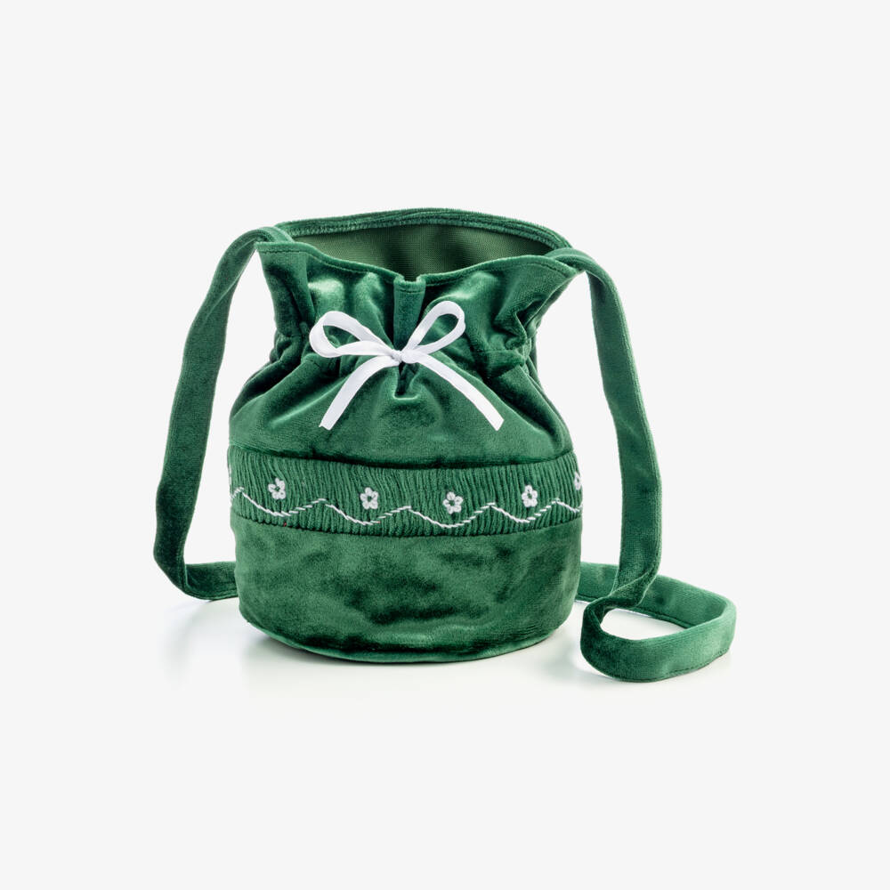 Kidiwi-Emerald Green Velvet Shoulder Bag (18cm) | Childrensalon