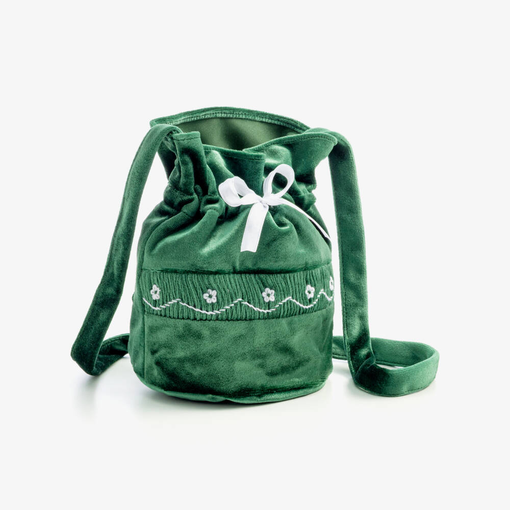 Kidiwi-Emerald Green Velvet Shoulder Bag (18cm) | Childrensalon