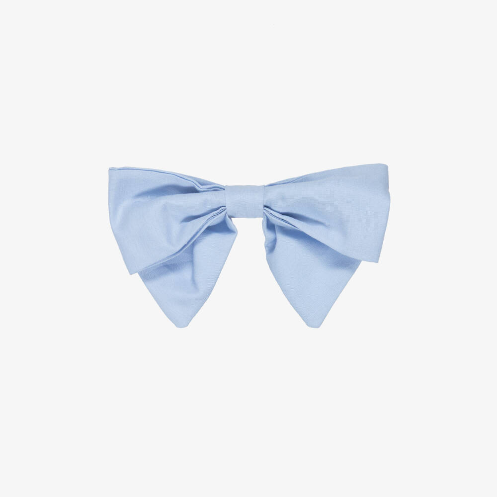 Kidiwi-Girls Blue Cotton Handmade Hair Clip (12cm) | Childrensalon