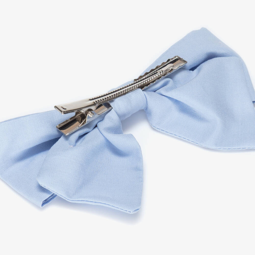 Kidiwi-Girls Blue Cotton Handmade Hair Clip (12cm) | Childrensalon