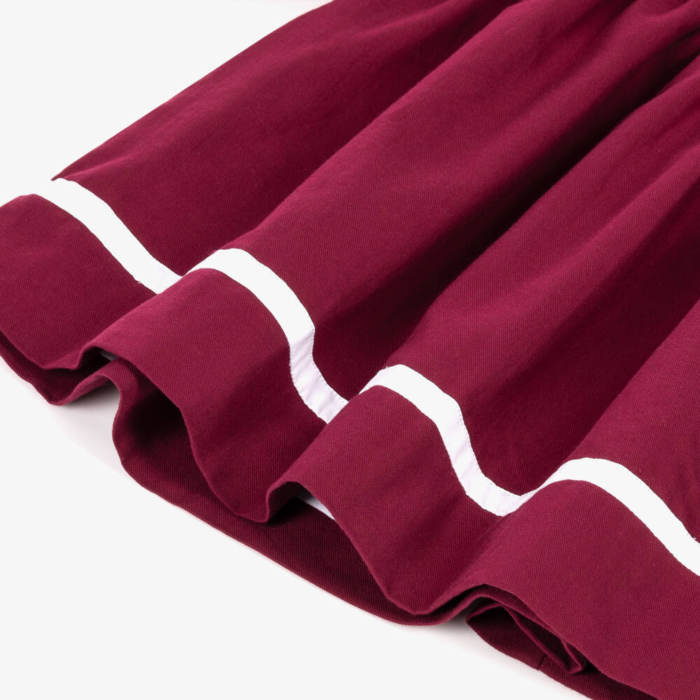 Kidiwi-Girls Burgundy Red Cotton Dress with Sailor Collar | Childrensalon