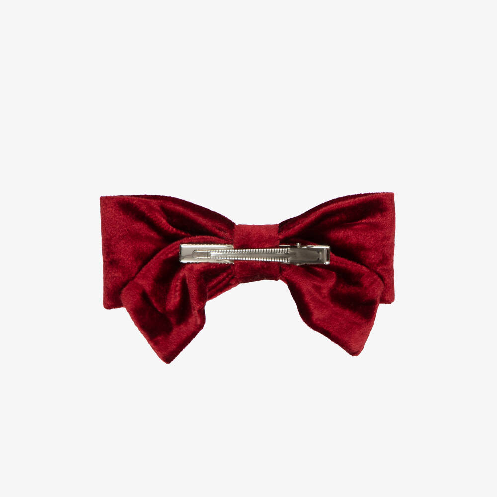 Kidiwi-Girls Burgundy Red Embroidered Hair Clip (13cm) | Childrensalon