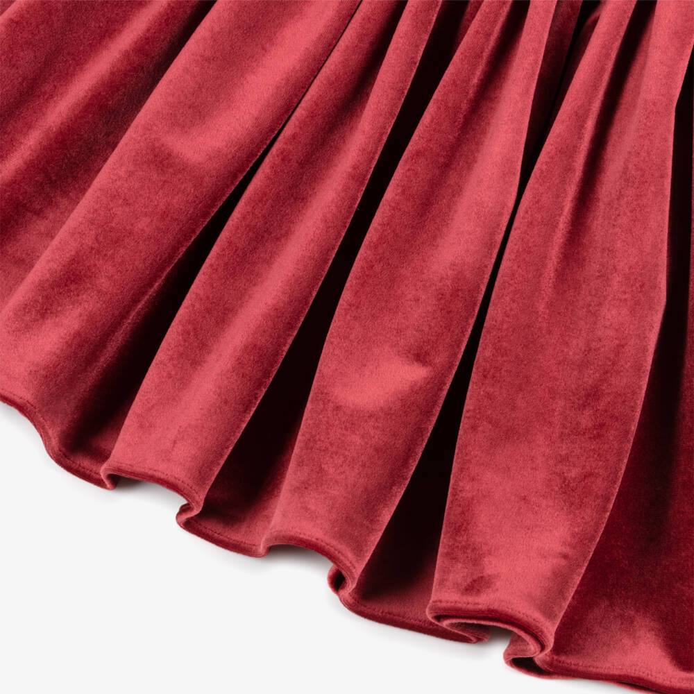Kidiwi-Girls Burgundy Red Smocked Velvet Dress | Childrensalon