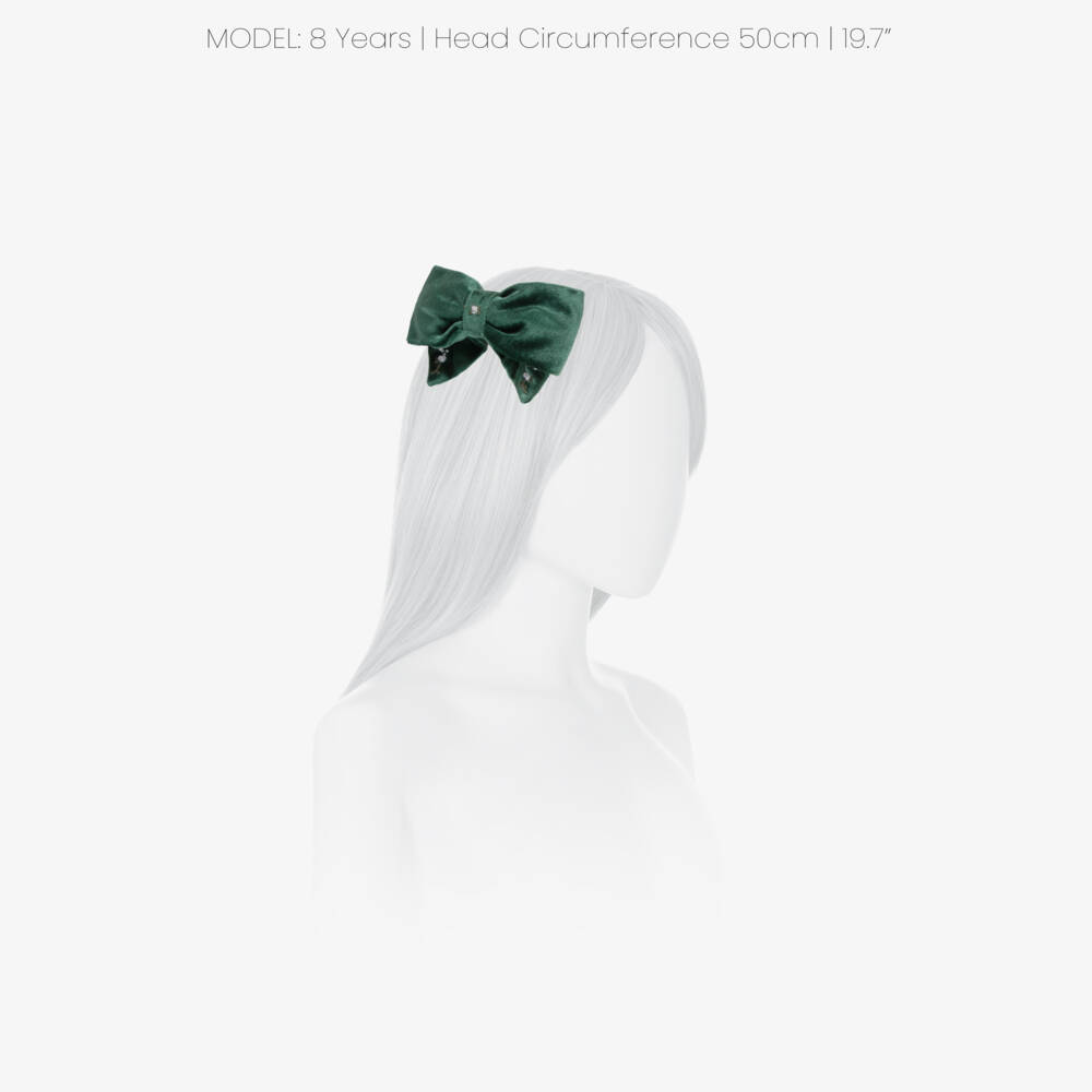 Kidiwi-Girls Emerald Green Embroidered Hair Clip (13cm) | Childrensalon