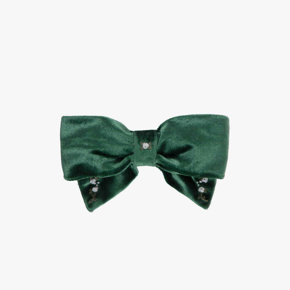Kidiwi-Girls Emerald Green Embroidered Hair Clip (13cm) | Childrensalon