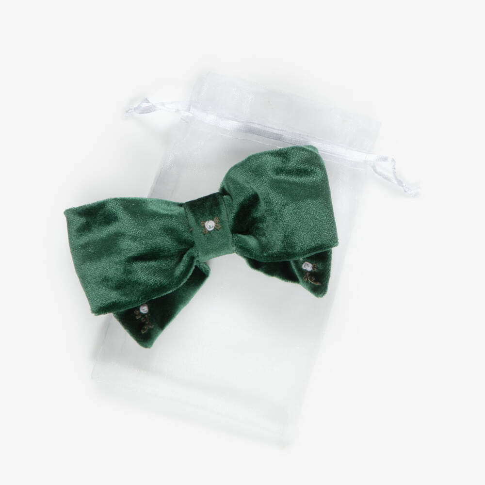 Kidiwi-Girls Emerald Green Embroidered Hair Clip (13cm) | Childrensalon