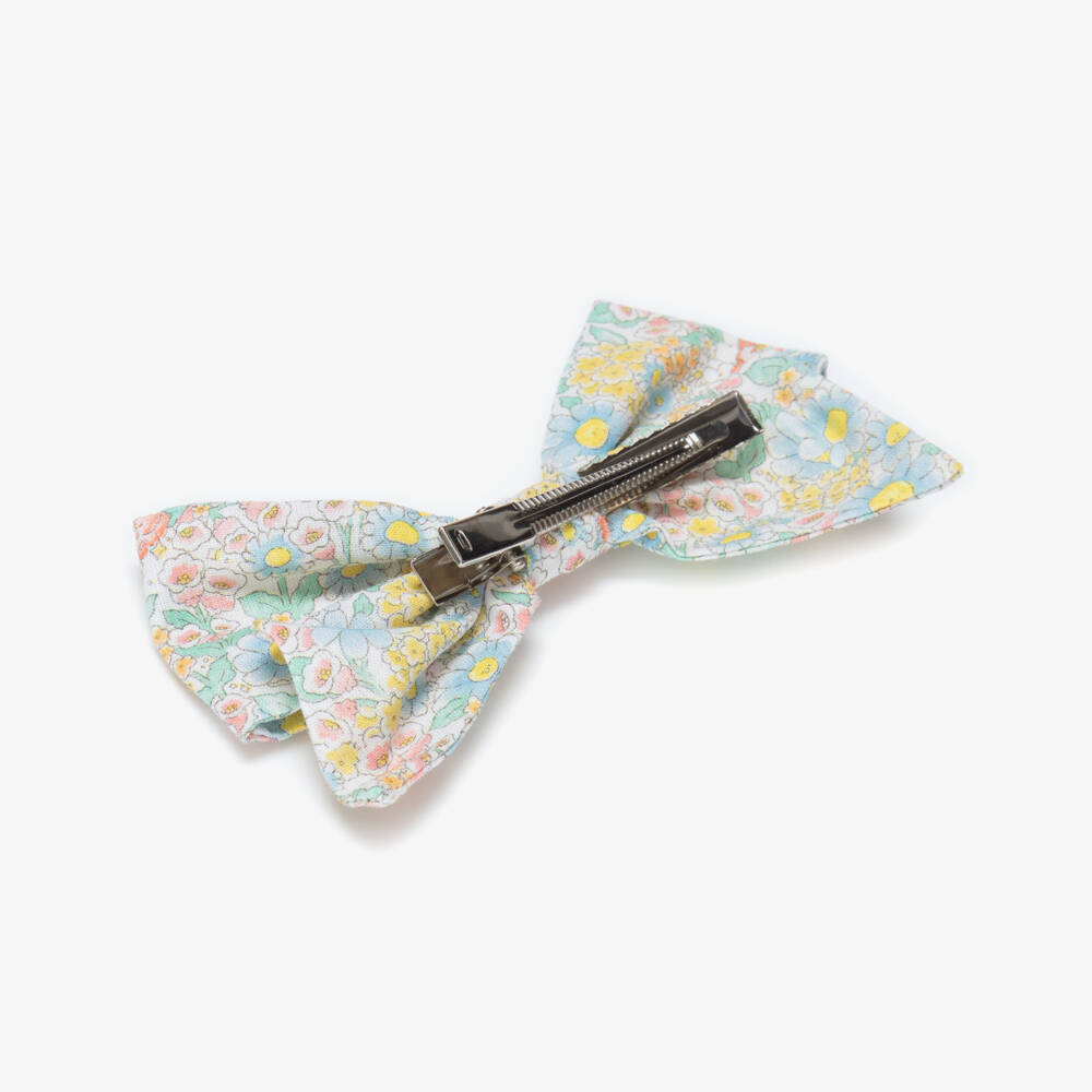 Kidiwi-Girls Green & Yellow Floral Print Hair Clip (12cm) | Childrensalon