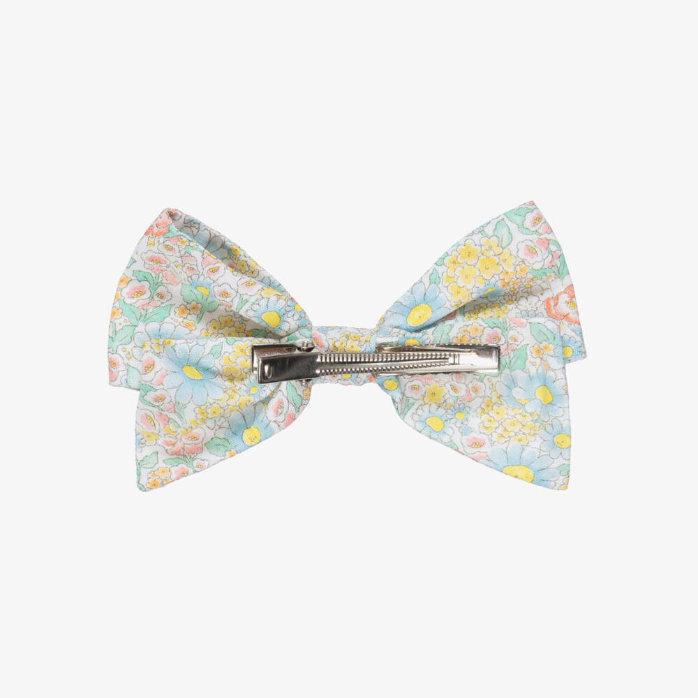 Kidiwi-Girls Green & Yellow Floral Print Hair Clip (12cm) | Childrensalon