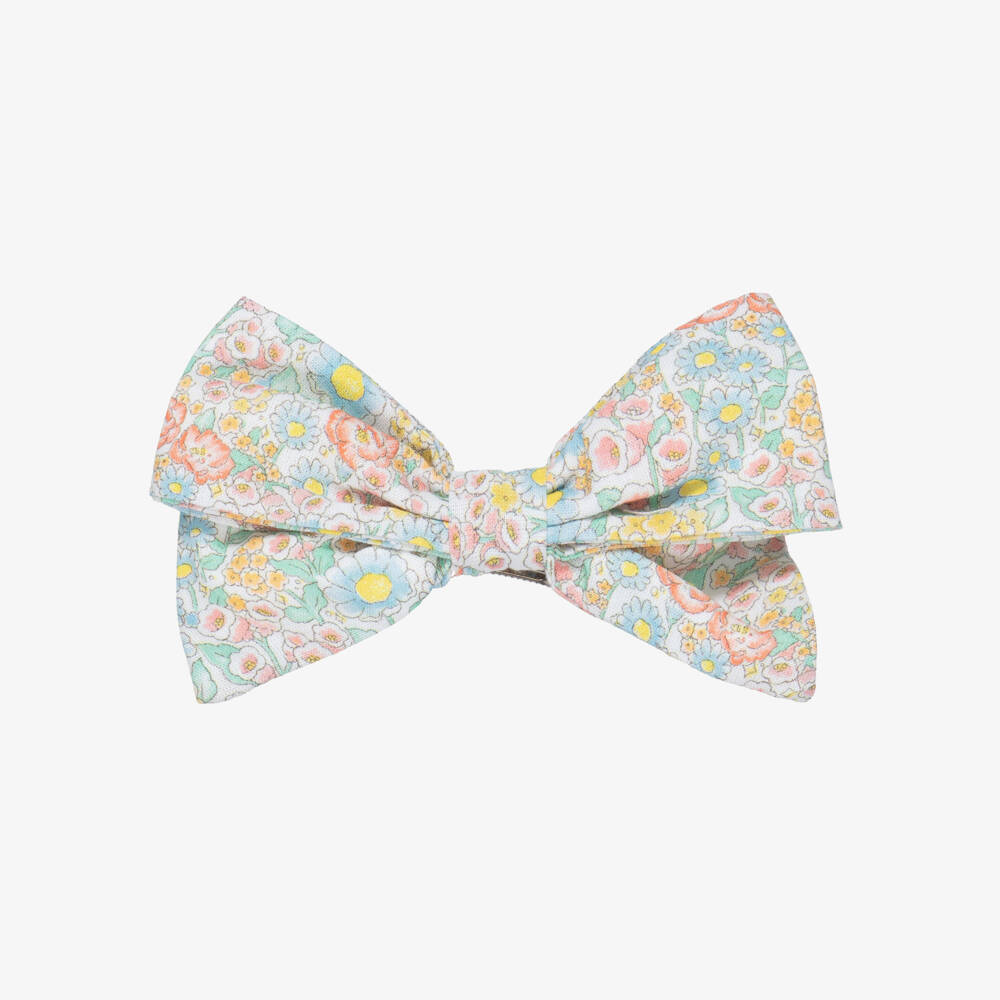 Kidiwi-Girls Green & Yellow Floral Print Hair Clip (12cm) | Childrensalon