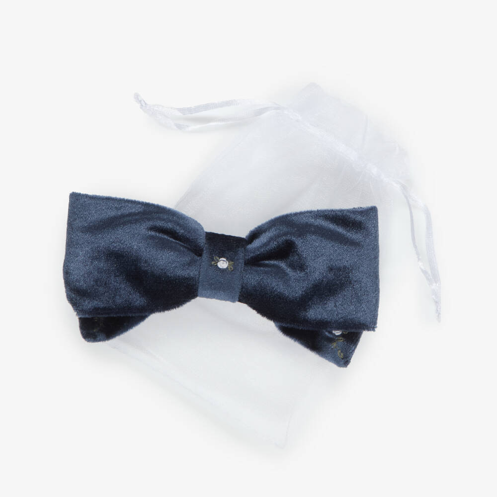 Kidiwi-Girls Navy Blue Embroidered Hair Clip (13cm) | Childrensalon