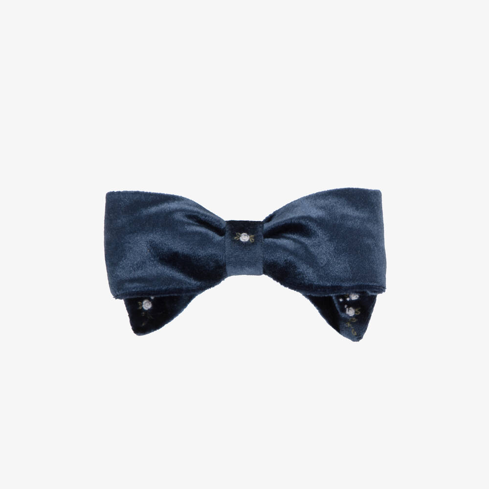 Kidiwi-Girls Navy Blue Embroidered Hair Clip (13cm) | Childrensalon