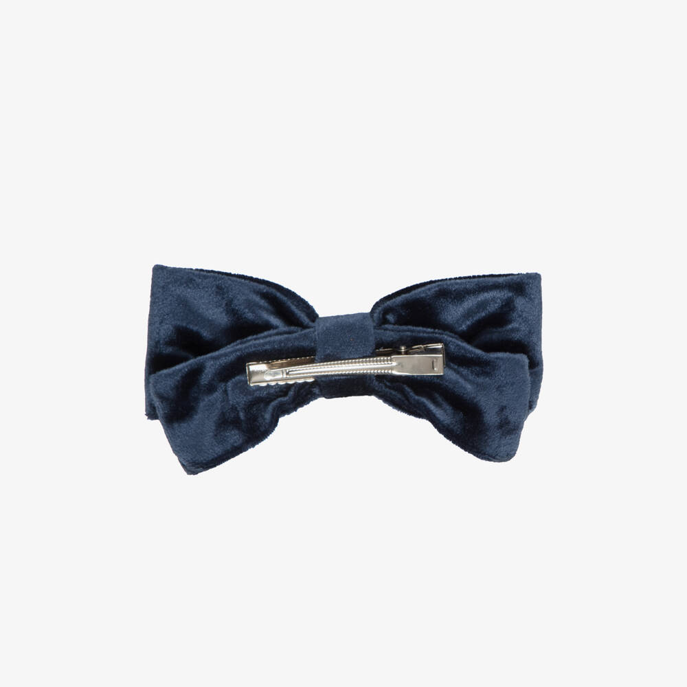 Kidiwi-Girls Navy Blue Embroidered Hair Clip (13cm) | Childrensalon