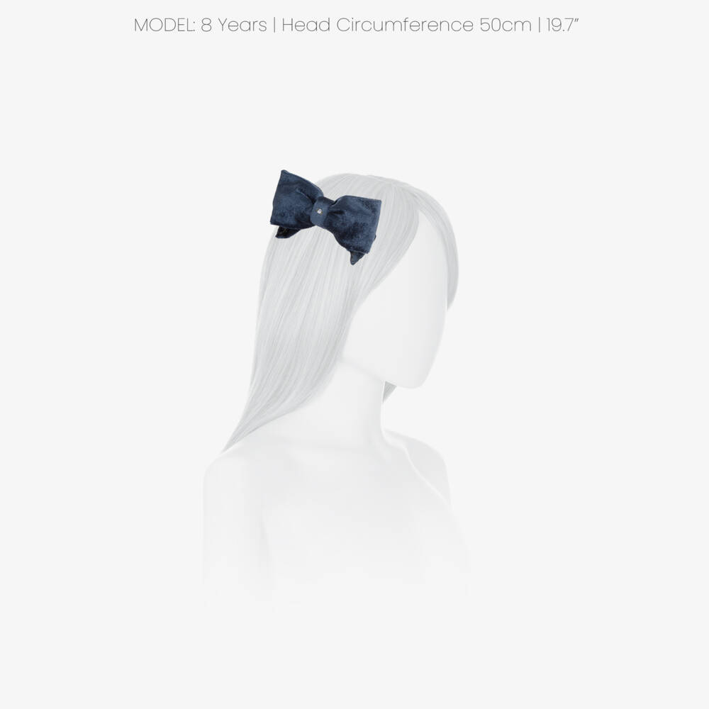 Kidiwi-Girls Navy Blue Embroidered Hair Clip (13cm) | Childrensalon