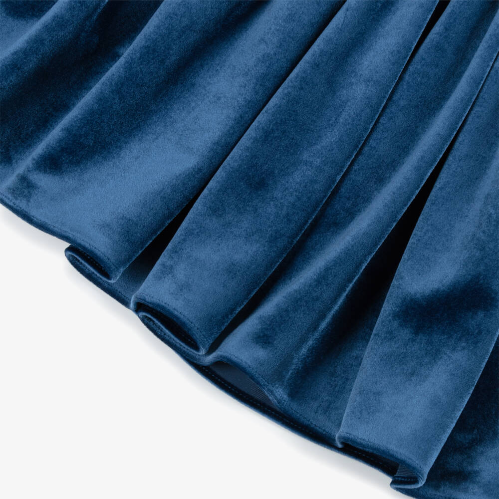 Kidiwi-Girls Navy Blue Smocked Velvet Dress | Childrensalon