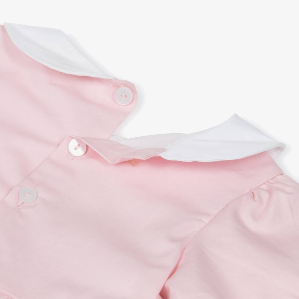 Kidiwi-Girls Pale Pink Cotton Hand-Smocked Dress | Childrensalon