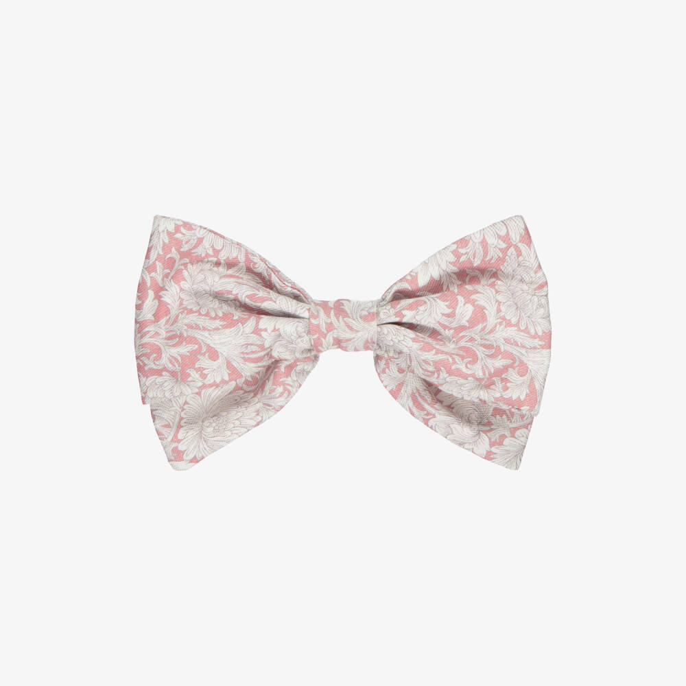 Kidiwi-Girls Pink Vintage Floral Print Bow Hair Clip (12cm) | Childrensalon