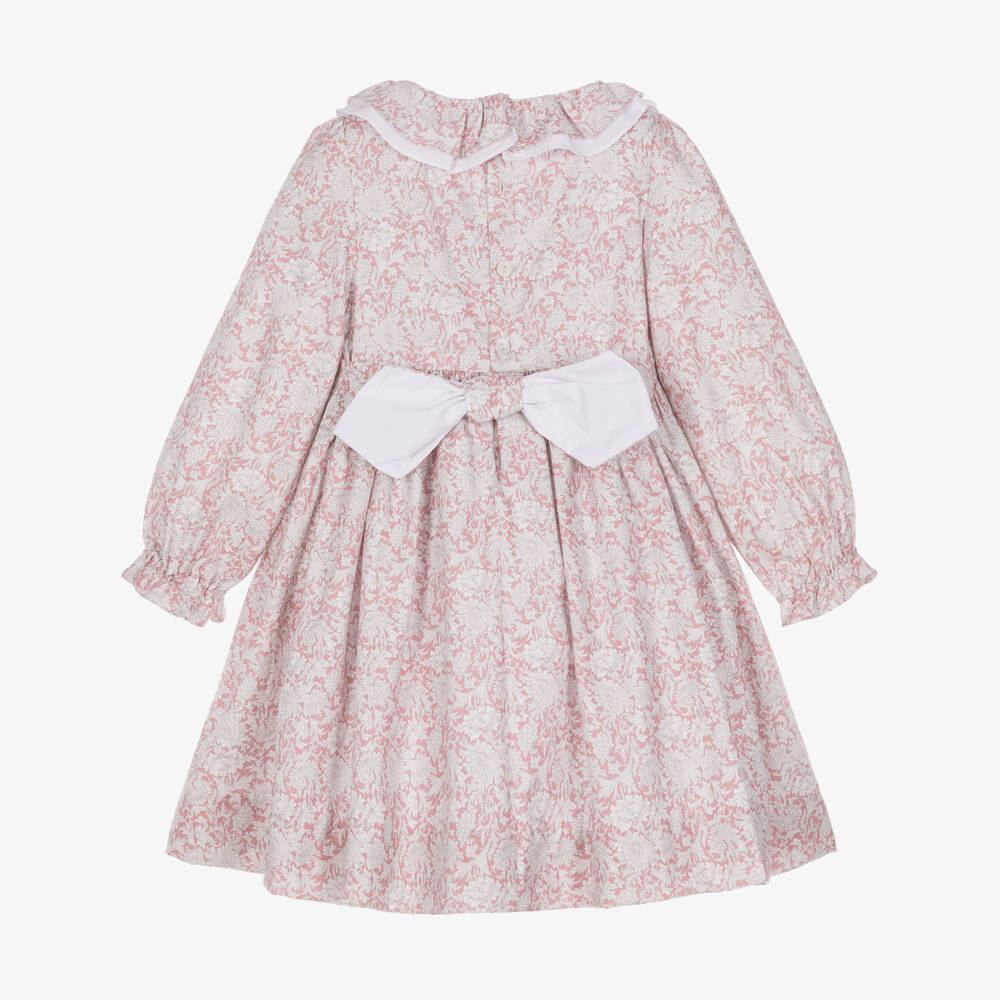 Kidiwi-Girls Pink Vintage Floral Print Smocked Dress | Childrensalon