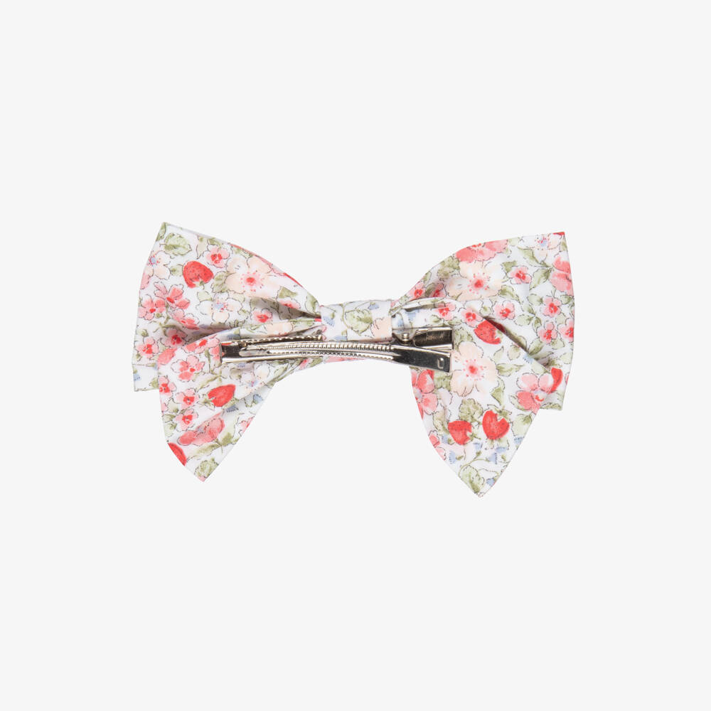 Kidiwi-Girls Red Strawberry & Floral Print Hair Clip (12cm) | Childrensalon