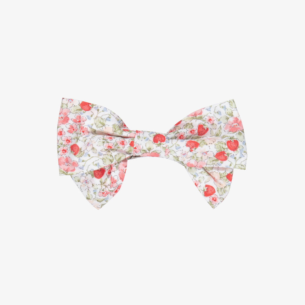 Kidiwi-Girls Red Strawberry & Floral Print Hair Clip (12cm) | Childrensalon