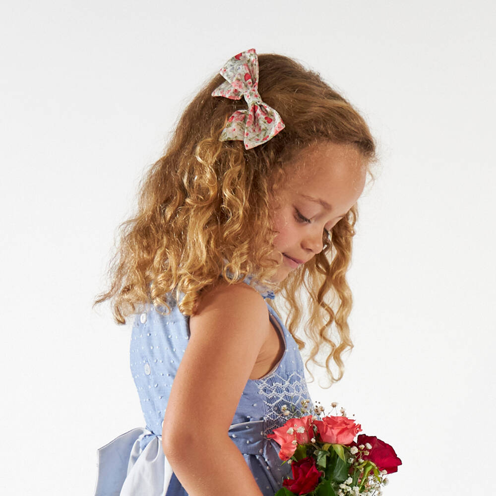 Kidiwi-Girls Red Strawberry & Floral Print Hair Clip (12cm) | Childrensalon