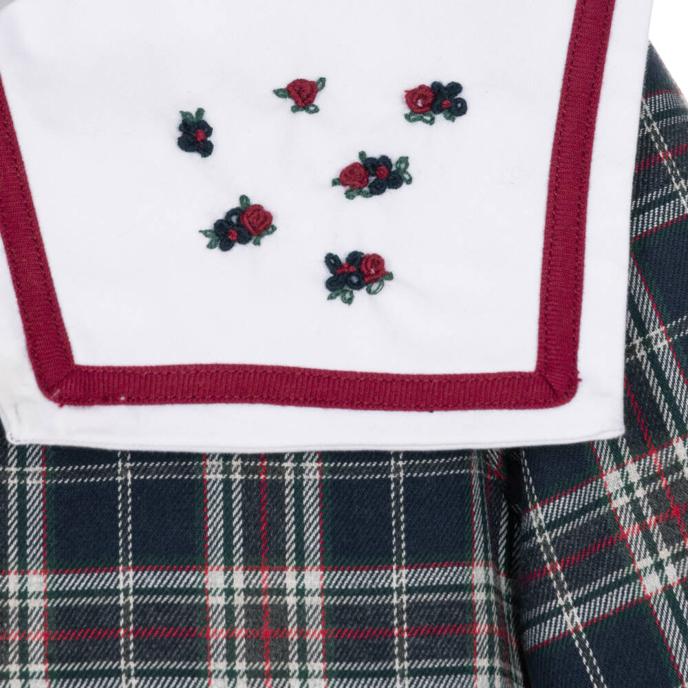 Kidiwi-Girls Tartan Dress with Embroidered Sailor Collar | Childrensalon