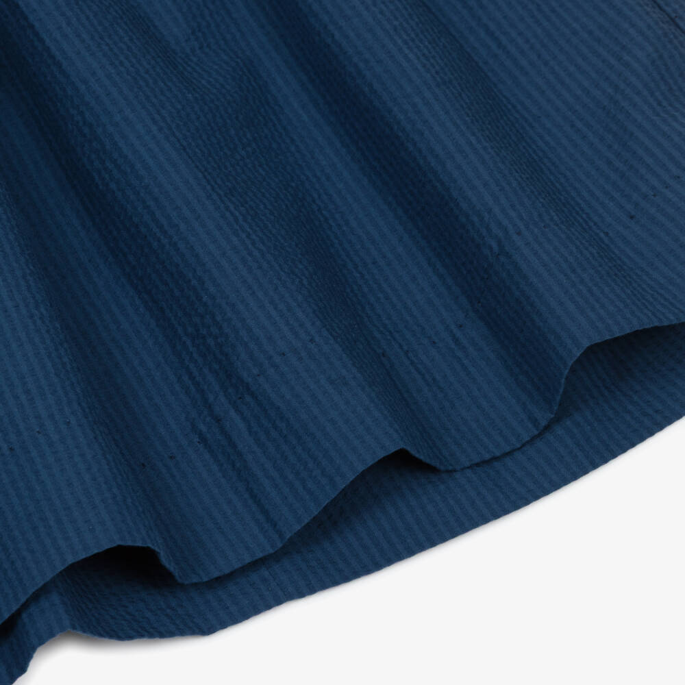 Kidiwi-Girls White & Navy Blue Cotton Dress with Tulip Sleeves | Childrensalon