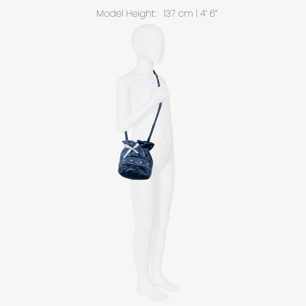 Kidiwi-Navy Blue Velvet Shoulder Bag (18cm) | Childrensalon