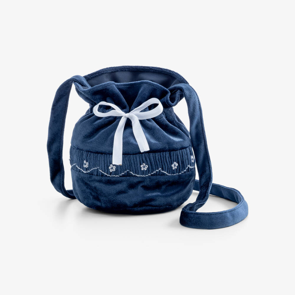 Kidiwi-Navy Blue Velvet Shoulder Bag (18cm) | Childrensalon