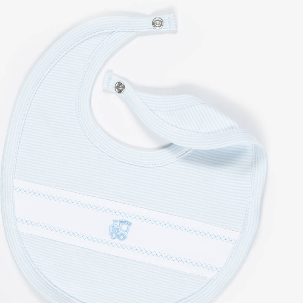 Kissy Kissy-Baby Boys Blue Classic Treasures Bib in Pima Cotton | Childrensalon