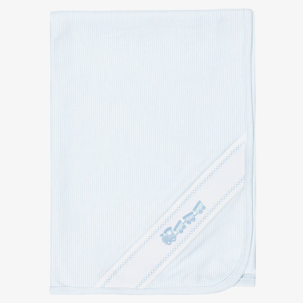 Kissy Kissy-Baby Boys Blue Classic Treasures Pima Cotton Blanket (73cm) | Childrensalon