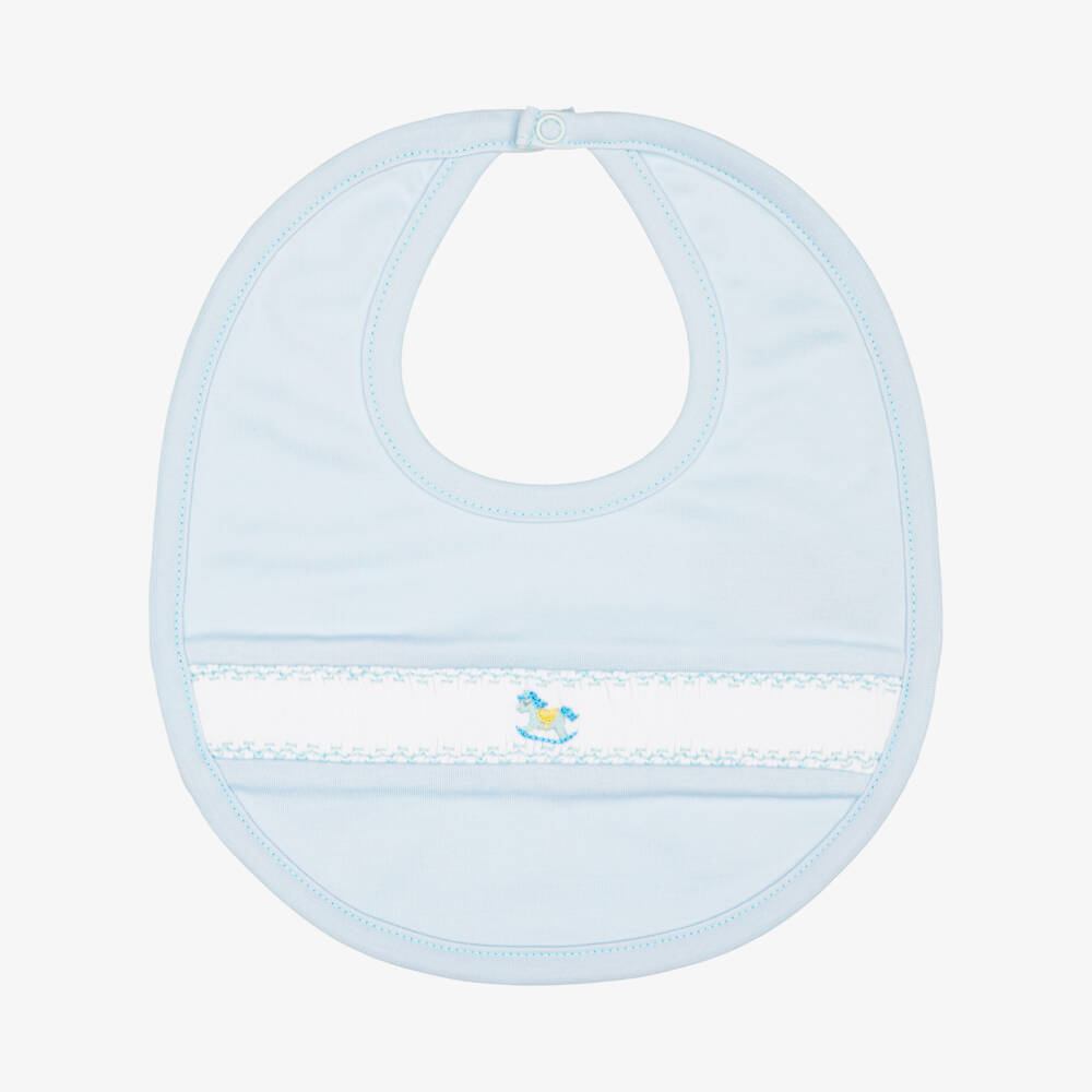 Kissy Kissy-Baby Boys Blue Hand-Smocked Bib in Pima Cotton | Childrensalon