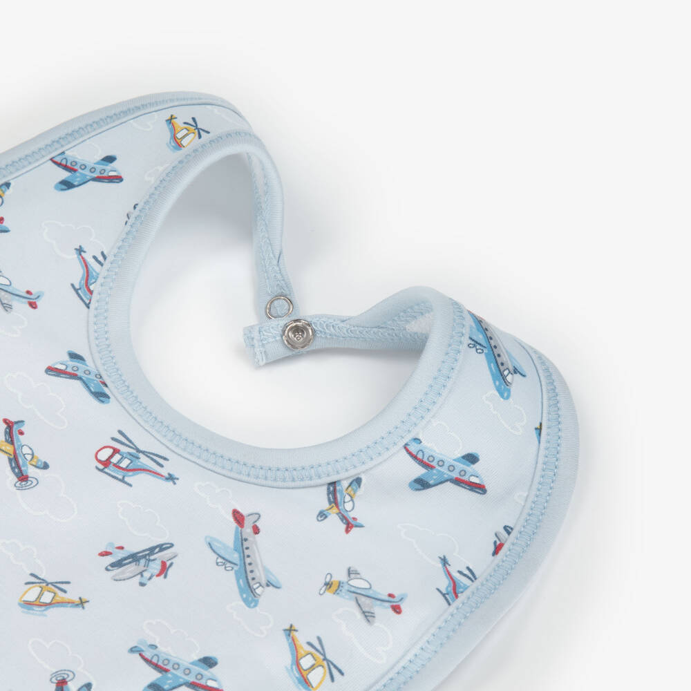 Kissy Kissy-Baby Boys Blue Pima Cotton Air Adventures Bib | Childrensalon
