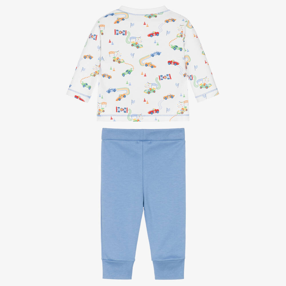 Kissy Kissy-Baby Boys Blue Pima Cotton Grand Prix Trouser Set | Childrensalon