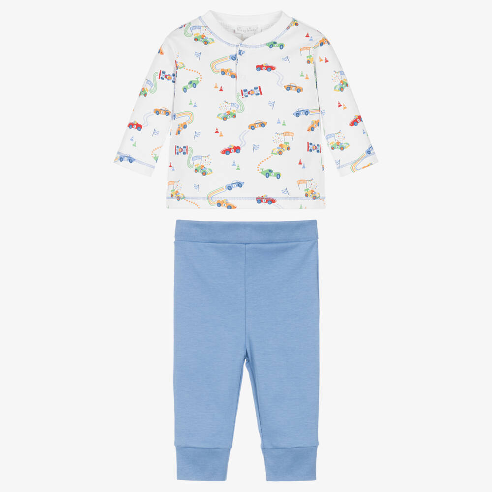 Kissy Kissy-Baby Boys Blue Pima Cotton Grand Prix Trouser Set | Childrensalon