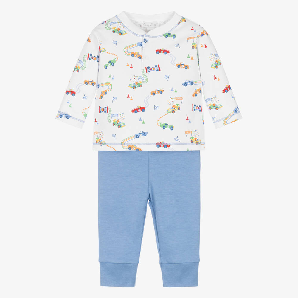 Kissy Kissy-Baby Boys Blue Pima Cotton Grand Prix Trouser Set | Childrensalon