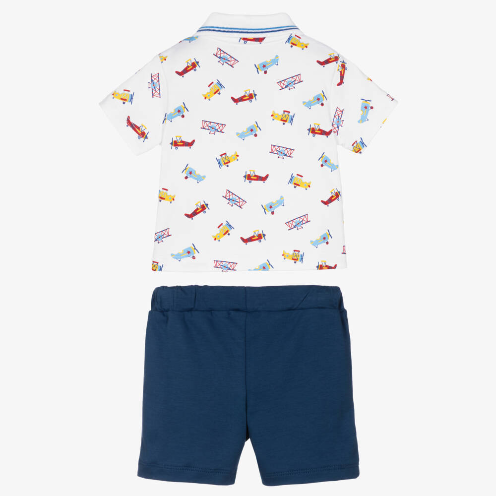 Kissy Kissy-Baby Boys Blue Pima Cotton Lets Fly Away Shorts Set | Childrensalon