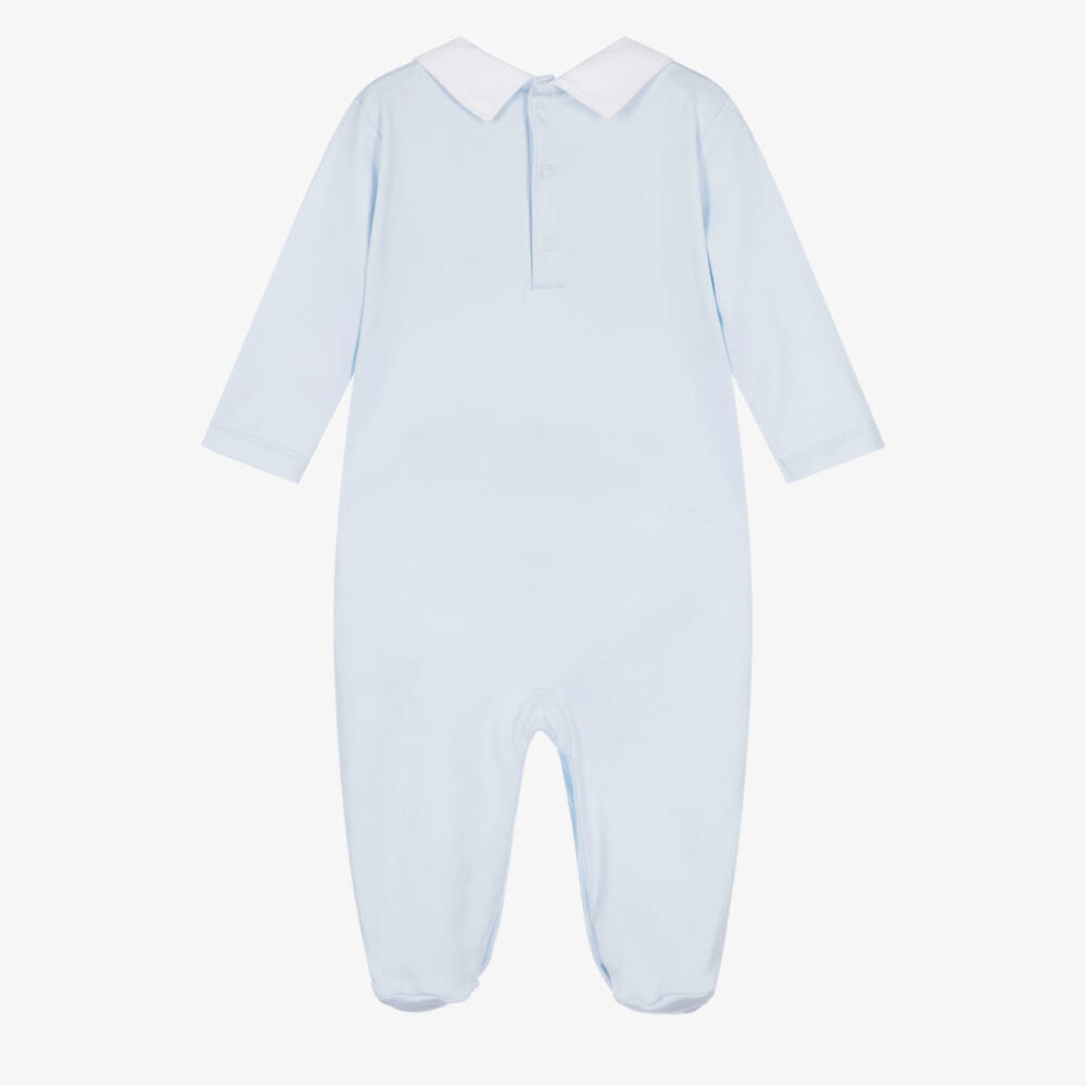 Kissy Kissy-Baby Boys Blue Pima Cotton Smocked Babygrow | Childrensalon