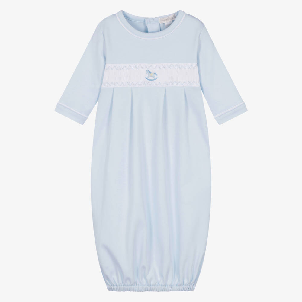 Kissy Kissy-Baby Boys Blue Smocked Pima Cotton Day Gown | Childrensalon
