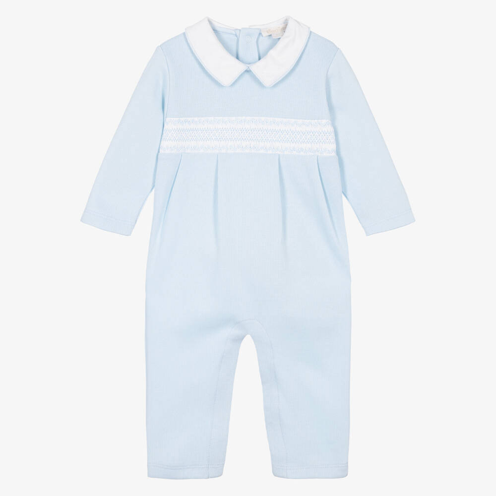 Kissy Kissy-Baby Boys Blue Smocked Romper | Childrensalon