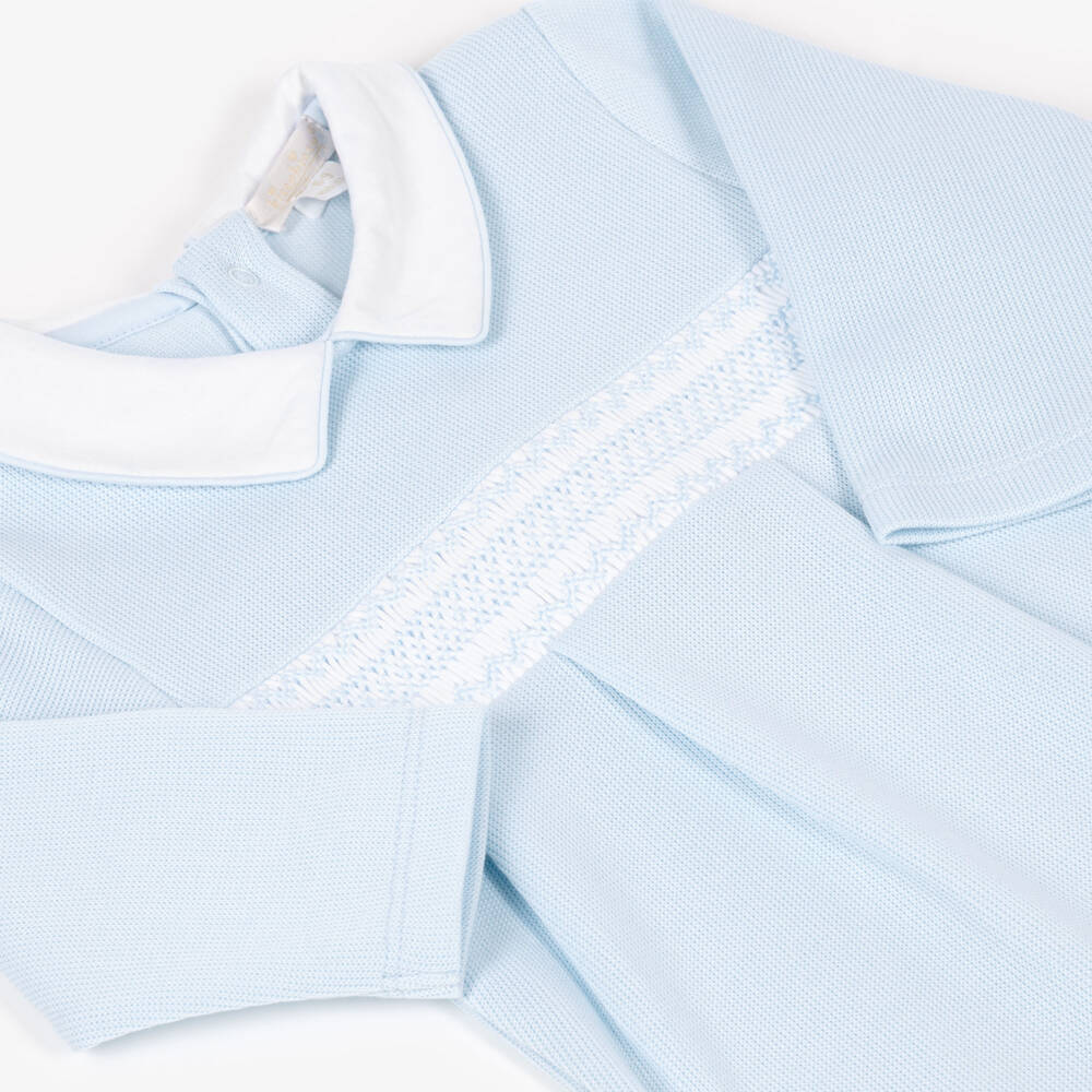 Kissy Kissy-Baby Boys Blue Smocked Romper | Childrensalon