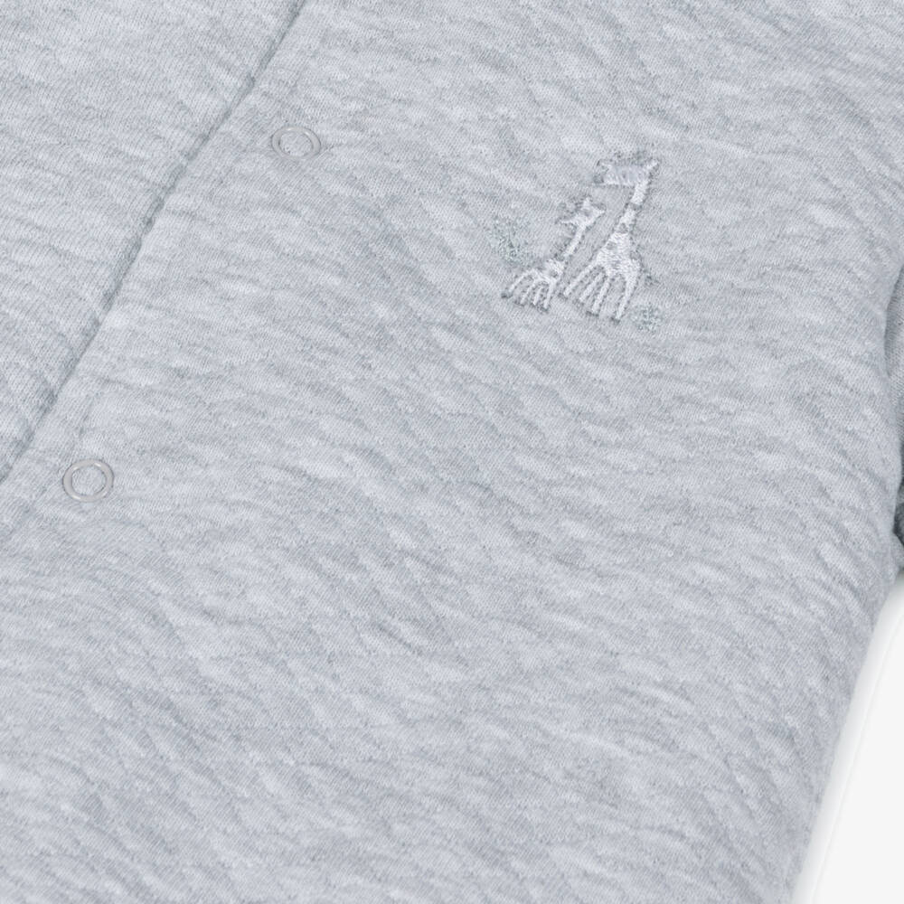 Kissy Kissy-Baby Boys Grey Pima Cotton Giraffe Grace Pramsuit | Childrensalon