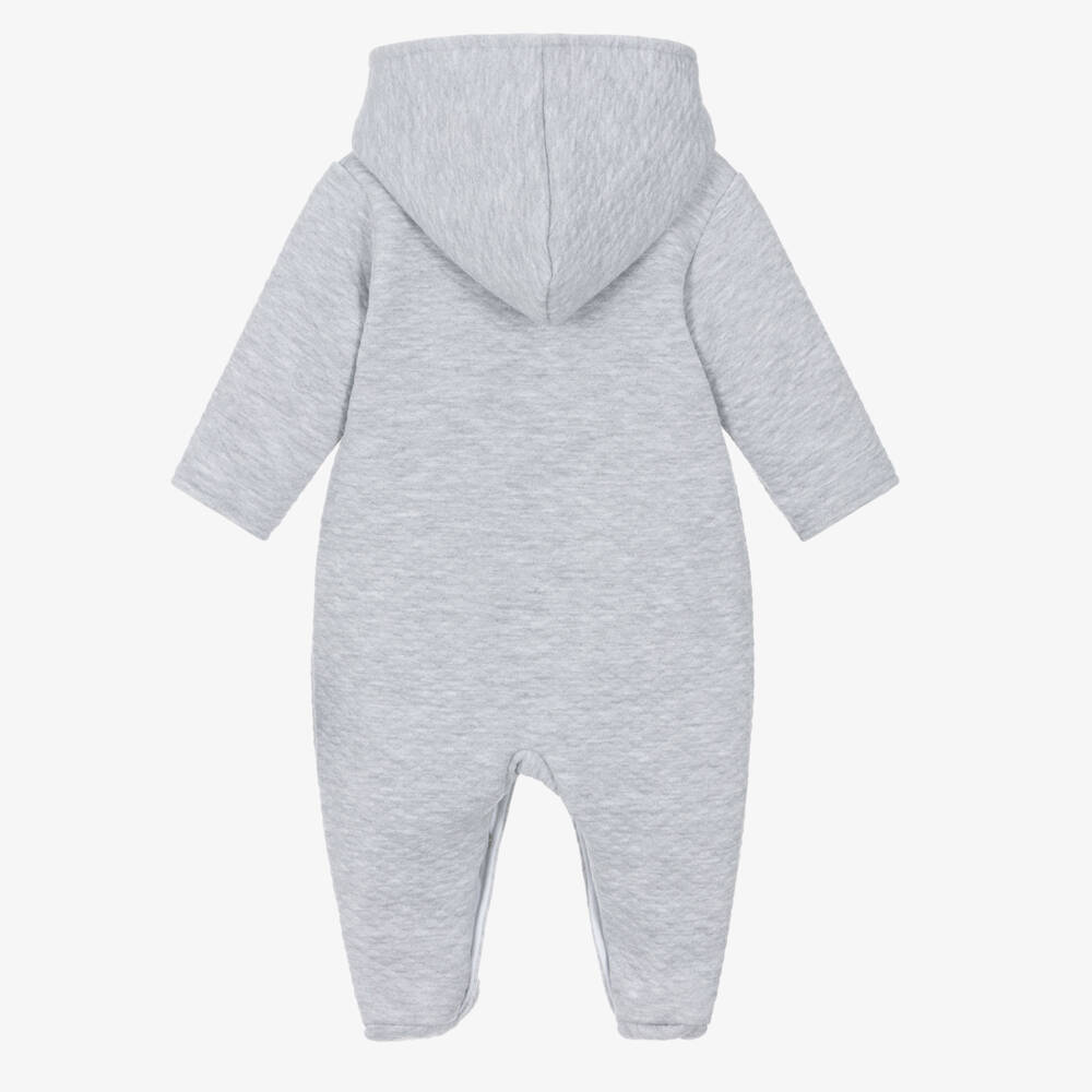 Kissy Kissy-Baby Boys Grey Pima Cotton Giraffe Grace Pramsuit | Childrensalon