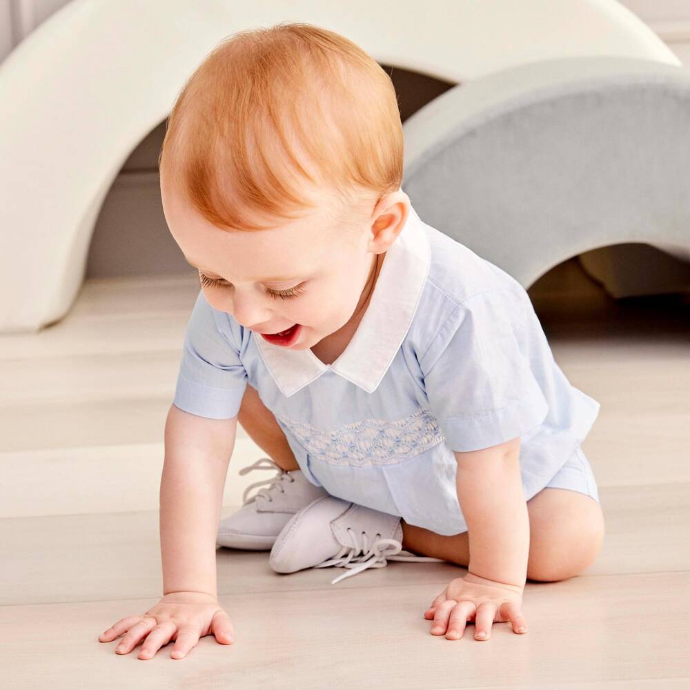 Kissy Kissy-Синий хлопковый комбинезон для мальчиков с вышивкой | Childrensalon