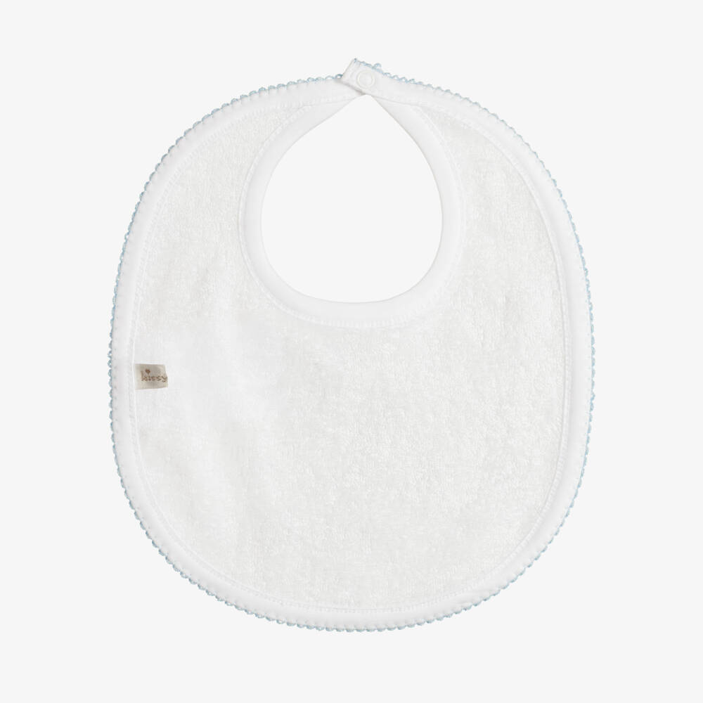 Kissy Kissy-Baby Boys White & Blue Gingham Rockers Pima Cotton Bib | Childrensalon