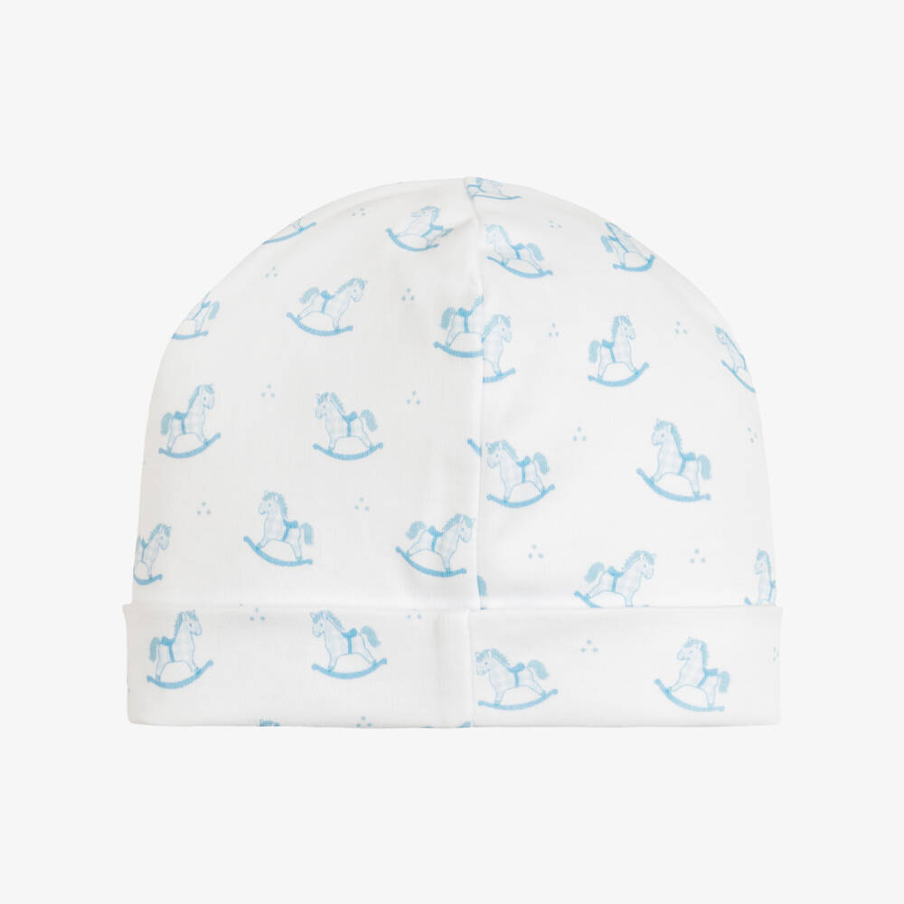 Kissy Kissy-Baby Boys White & Blue Gingham Rockers Pima Cotton Hat | Childrensalon