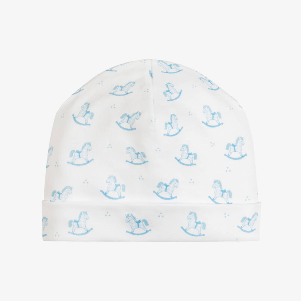 Kissy Kissy-Baby Boys White & Blue Gingham Rockers Pima Cotton Hat | Childrensalon