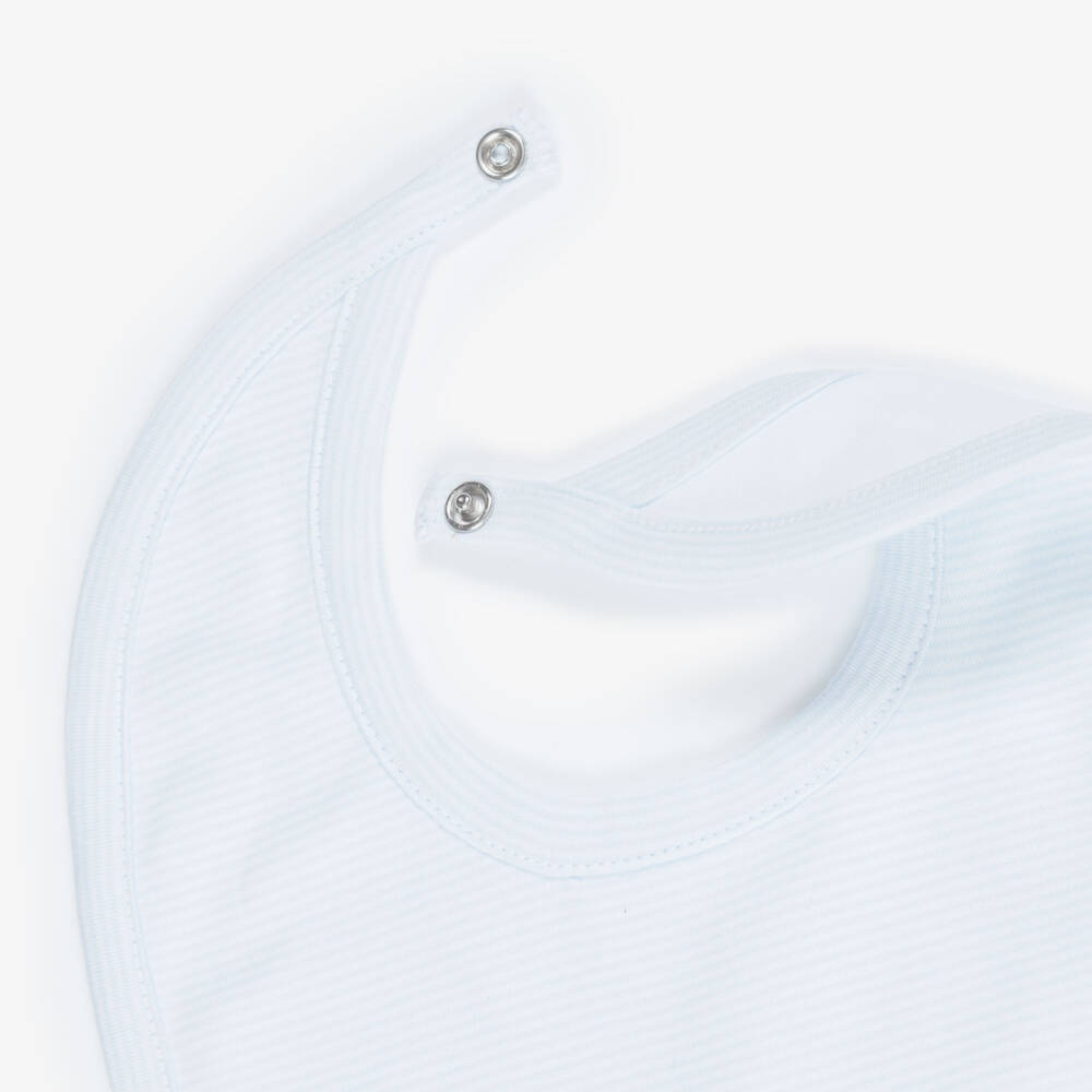 Kissy Kissy-مريلة قطن بيما لون أبيض وأزرق للأولاد الرضع | Childrensalon