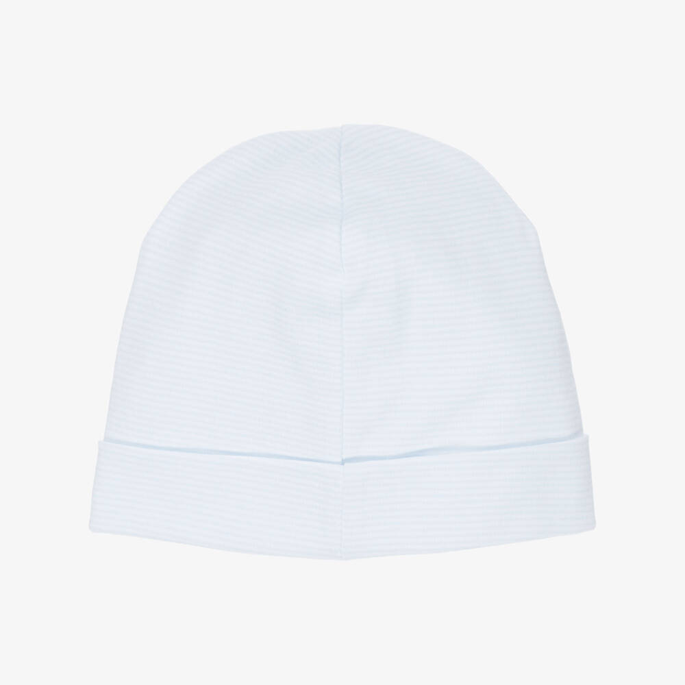 Kissy Kissy-قبعة قطن بيما لون أبيض وأزرق للأولاد الرضع | Childrensalon